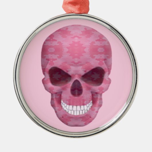 Roze Camouflage Skull Round Ornament (Voorkant)
