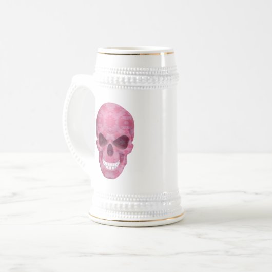 Roze Camouflage Skull Stein Bierpul (Voorkant links)
