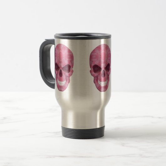 Roze Camouflage Skull Travel Mug Reisbeker (Voorkant links)