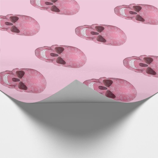 Roze Camouflage Skull Wrapping Paper Cadeaupapier (Hoek)