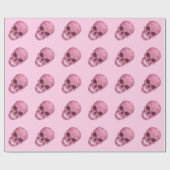 Roze Camouflage Skull Wrapping Paper Cadeaupapier (Vlak)