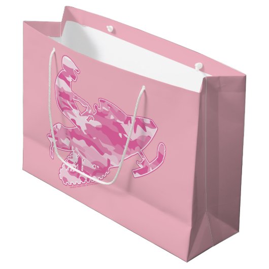 Roze Camouflage Snowmobiler Large Cadeautasje (Voorkant Gekanteld)