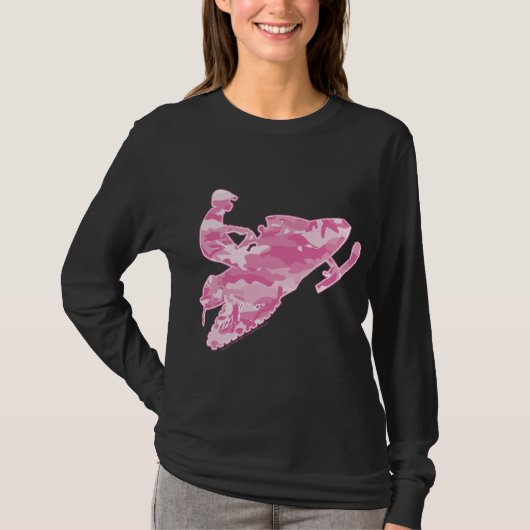 Roze Camouflage Snowmobiler T-shirt (Voorkant)