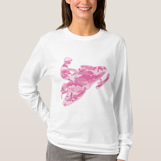 Roze Camouflage Snowmobiler T-shirt (Voorkant)