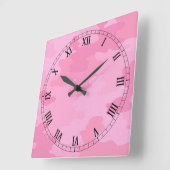 Roze Camouflage Square Roman Numers Clock Vierkante Klok (Hoek)