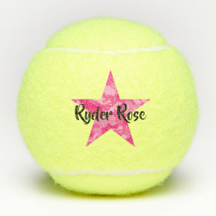 Roze Camouflage Star met naam Tennisballen