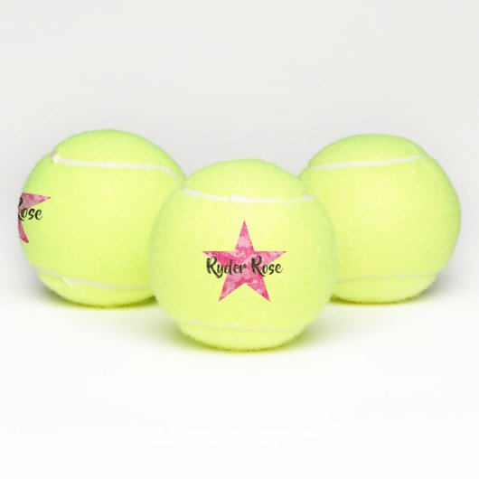 Roze Camouflage Star met naam Tennisballen (Multi)