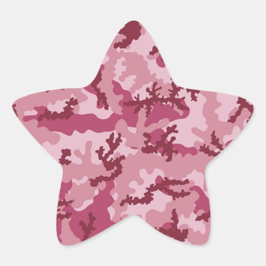 Roze camouflage ster sticker (Voorkant)