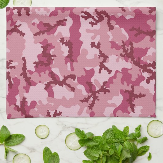 Roze camouflage theedoek (Gevouwen)