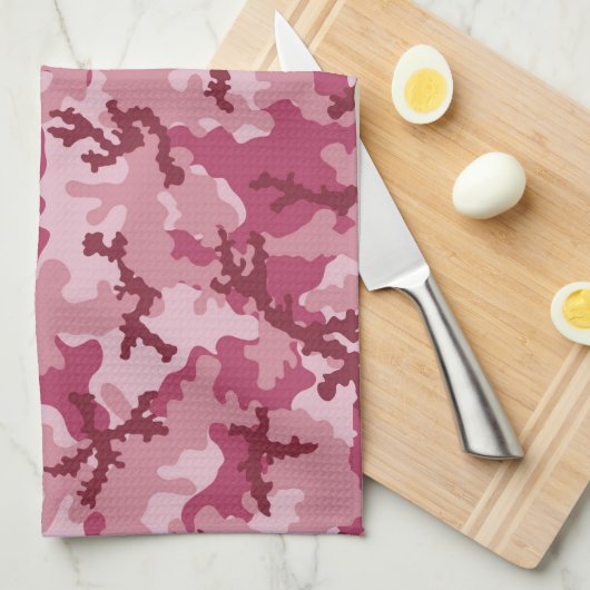Roze camouflage theedoek (Quarter Fold)