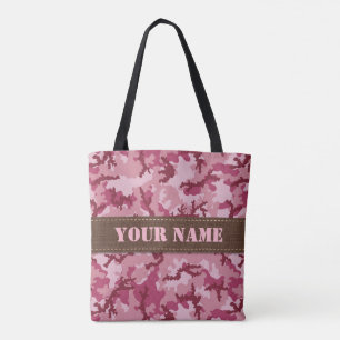 Roze camouflage tote bag