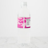 Roze Camouflage verjaardagsfeestje militaire leger Waterfles Etiket (Achterkant)