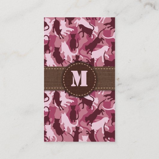 Roze Camouflage Verticaal Visitekaartje (Achterkant)