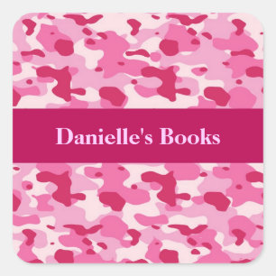 Roze Camouflage Vierkante Sticker