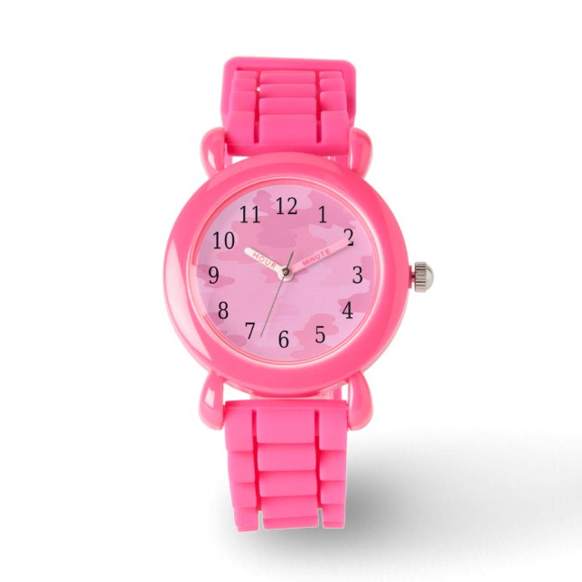 Roze Camouflage Watch Horloge (Voorkant)
