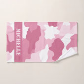 Roze camouflagemonogram bad handdoek (Handdoek)