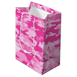 Roze Camouflagepatroon – Borstkankerbewustzijn Medium Cadeauzakje