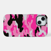 Roze Camouflagepatroon iPhone 15 Case (Achterkant horizontaal)