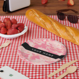Roze Camouflagepatroon, je naam, Personaliseer Papieren Bordje