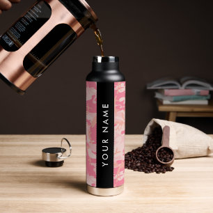 Roze Camouflagepatroon, je naam, Personaliseer Waterfles