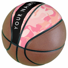Roze Camouflagepatroon, jouw naam, Personaliseer Basketbal