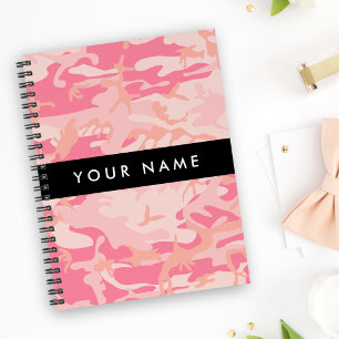 Roze Camouflagepatroon, jouw naam, Personaliseer Notitieboek