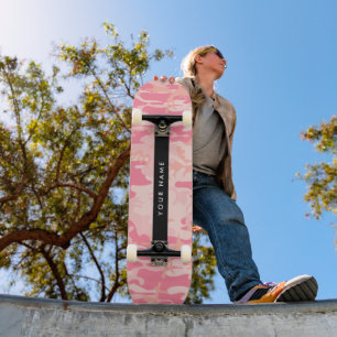 Roze Camouflagepatroon, jouw naam, Personaliseer Persoonlijk Skateboard