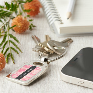 Roze Camouflagepatroon, jouw naam, Personaliseer Sleutelhanger