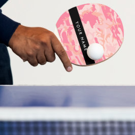 Roze Camouflagepatroon, jouw naam, Personaliseer Tafeltennisbatje