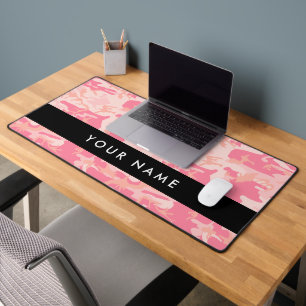 Roze camouflagepatroon, Jouw naam, personaliseren Bureaumat