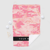 Roze camouflagepatroon, Jouw naam, personaliseren Golfhanddoek (Insitu)