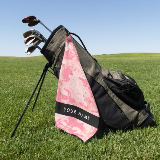 Roze camouflagepatroon, Jouw naam, personaliseren Golfhanddoek (Groen)