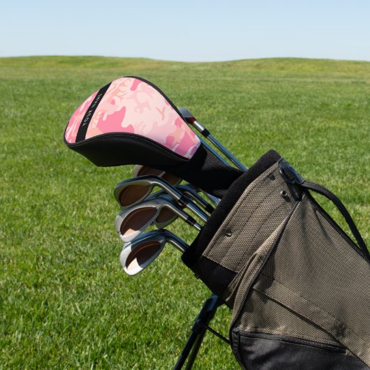 Roze camouflagepatroon, Jouw naam, personaliseren Golfheadcover (Insitu)