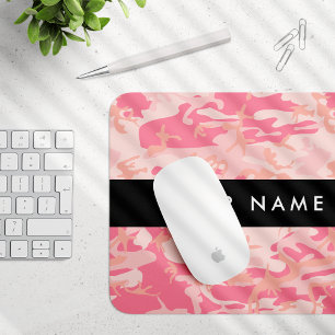 Roze camouflagepatroon, Jouw naam, personaliseren Muismat