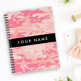 Roze camouflagepatroon, Jouw naam, personaliseren Notitieboek