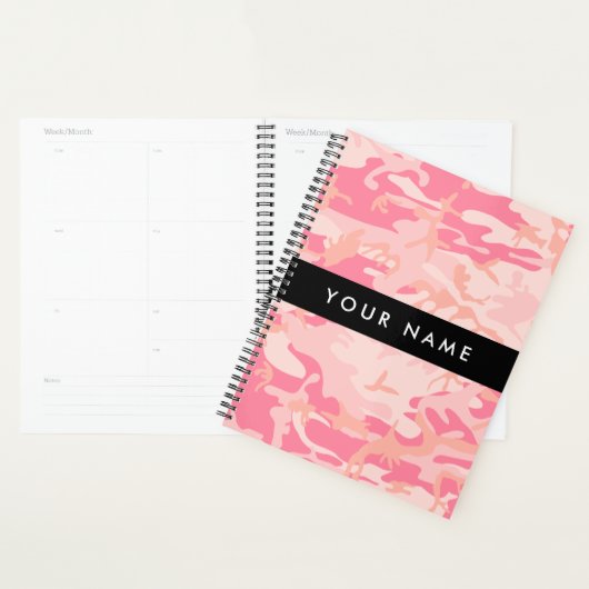 Roze camouflagepatroon, Jouw naam, personaliseren Planner (Display)