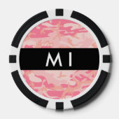 Roze camouflagepatroon, Jouw naam, personaliseren Poker Chips (Voorkant)