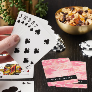 Roze camouflagepatroon, Jouw naam, personaliseren Pokerkaarten