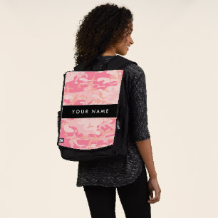 Roze camouflagepatroon, Jouw naam, personaliseren Rugtassen