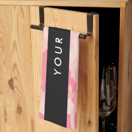 Roze camouflagepatroon, Jouw naam, personaliseren Theedoek