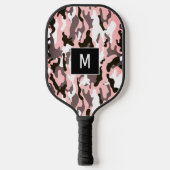 Roze Camouflagepatroon Monogram Pickleball Paddle (Voorkant)