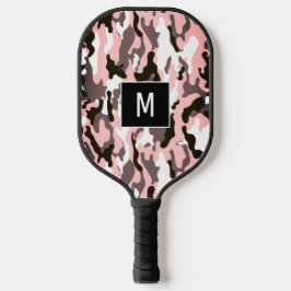 Roze Camouflagepatroon Monogram Pickleball Paddle
