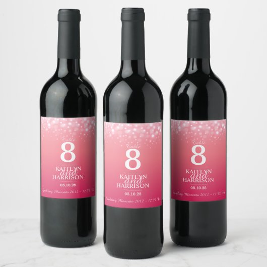Roze campagne trouwtafel aangepaste labels wijn etiket (Flessen)