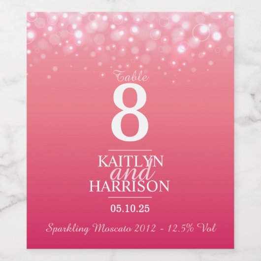 Roze campagne trouwtafel aangepaste labels wijn etiket (Enkel label)