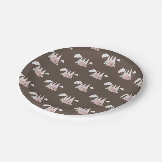 Roze Camper Camping Birthday Party Papieren Bordje (Gekanteld)