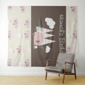 Roze Camper Camping Verjaardagsfeestje Wandkleed (In Situ (horizontaal))