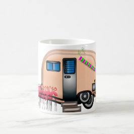 Roze Camper en Flamingos Koffiemok