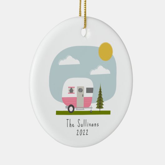 Roze Camper Woodland Keramisch Ornament (Rechts)