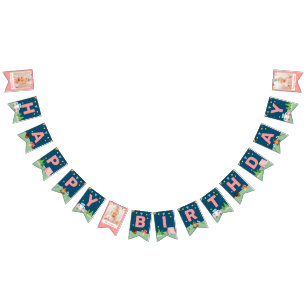 Roze Camping Birthday Girls Camp Out Party Photo Vlaggetjes