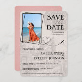 Roze Cancun paspoort Bewaar de datum Save The Date (Voorkant / Achterkant)